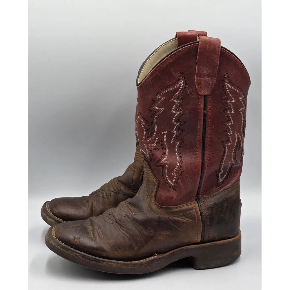 Cody James Boys Broad Square Toe Cowboy Boots Brown Leather Youth Size 2 D